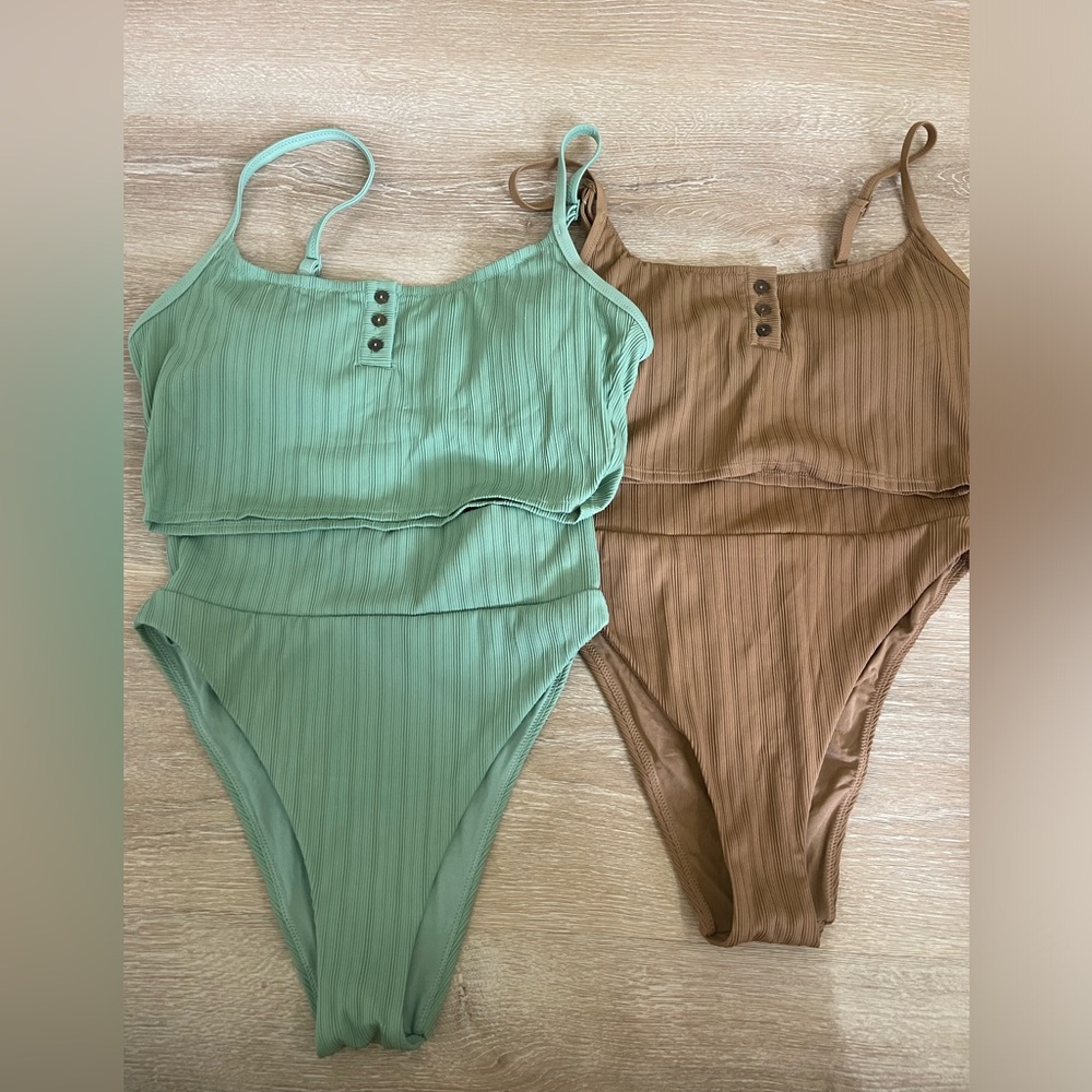 Aerie High Waisted Ribbed Bikini Sets Medium